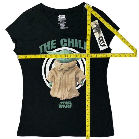 Star Wars T Shirt Baby Yoda Short Sleeve Crew Neck Black Women Juniors 15/17 XL - Picture 11 of 16